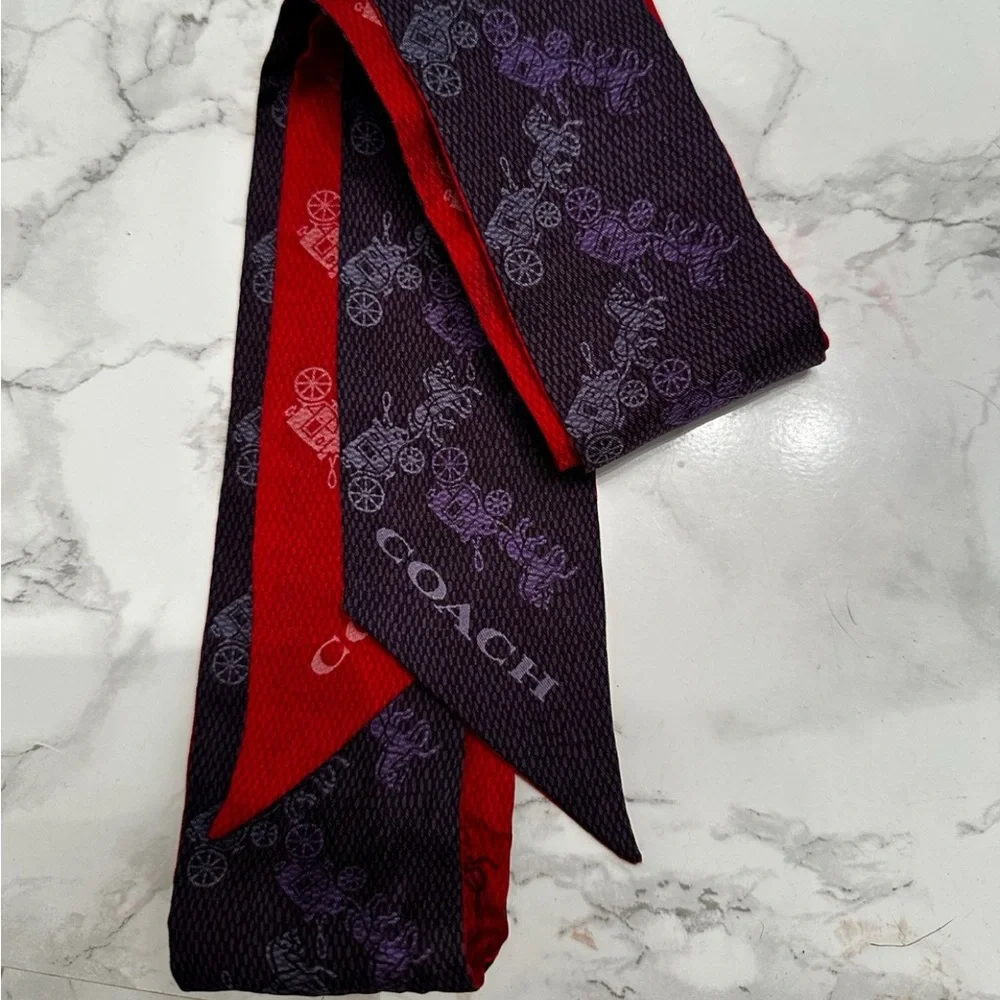 RARE!! Coach Red and Purple Carriage Scarf Bag/Ponytail - Picture 2 of 2